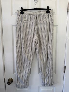 Banana Republic Cream and Gray Striped Chinos